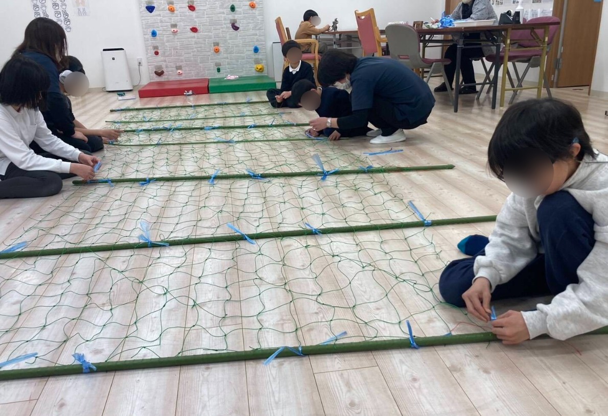 かた結び練習de支柱の準備